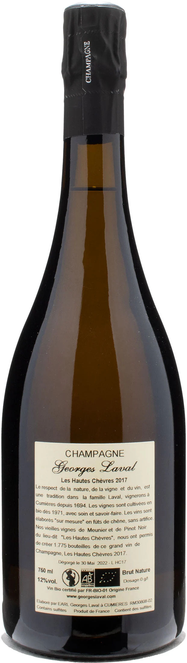 Georges Laval Champagne 1er Cru Les Hautes Chevres Cumieres Brut Nature 2017