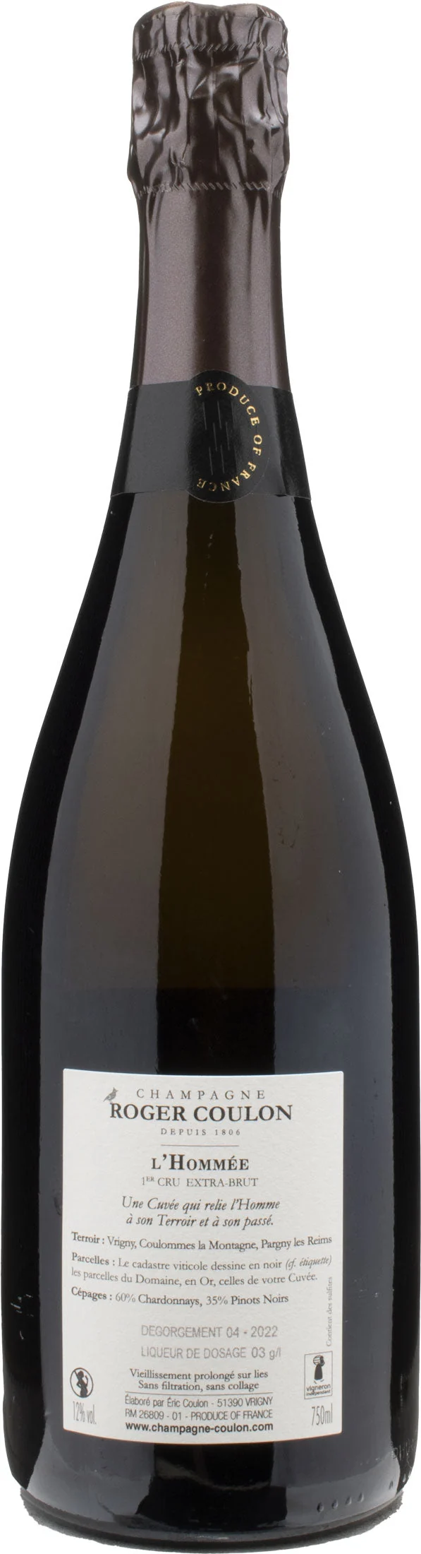 Roger Coulon Champagne 1er Cru Extra Brut L'Hommee