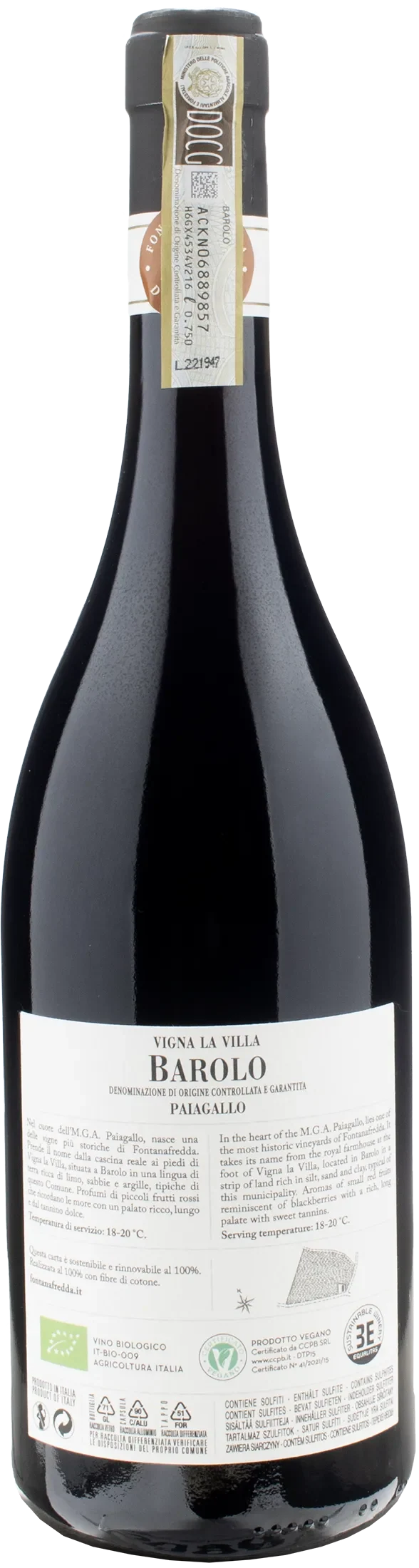 Fontanafredda Barolo Paiagallo Vigna La Villa 2019