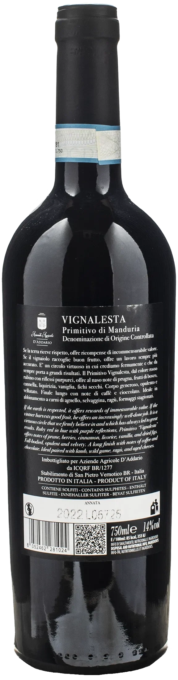 D'Addario Primitivo di Manduria Vignalesta 2022