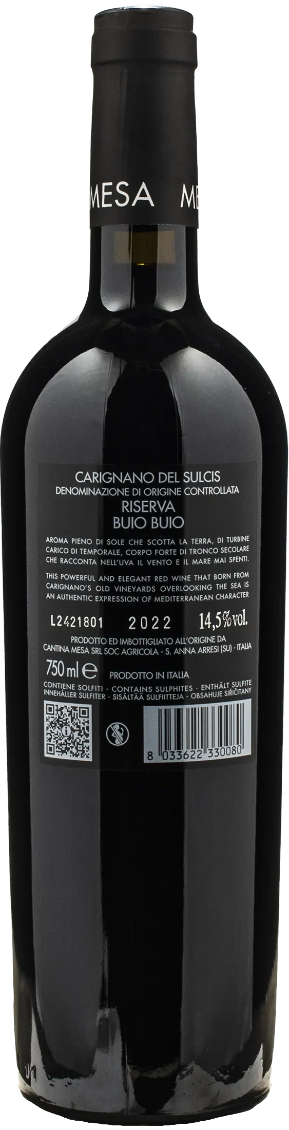 Mesa Carignano del Sulcis Riserva Buio Buio 2022