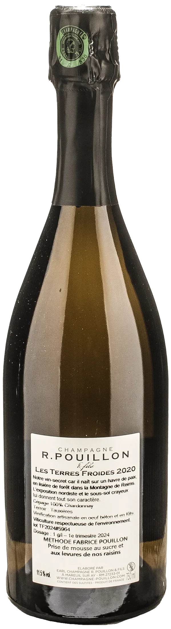 R. Pouillon Champagne 1er Cru Terres Froides Extra Brut 2020