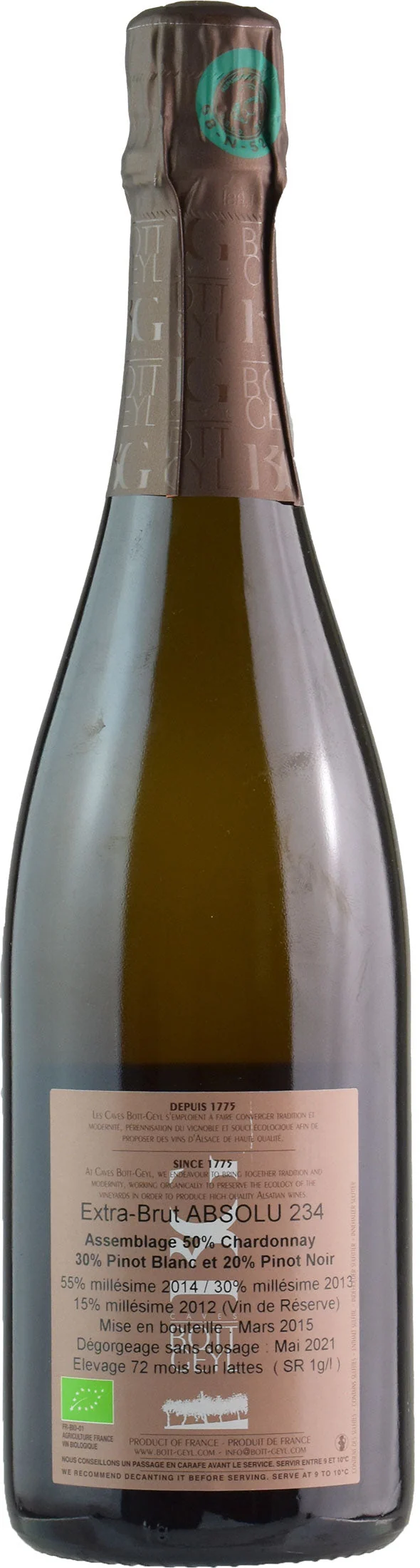 Domaine Bott Geyl Cremant d'Alsace L'Absolu Extra Brut