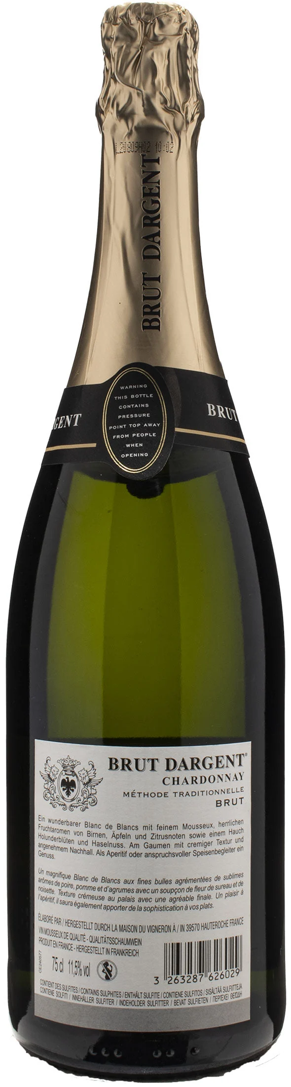 Maison du Vigneron Brut Dargent Chardonnay Blanc de Blancs Methode Traditionnelle Brut