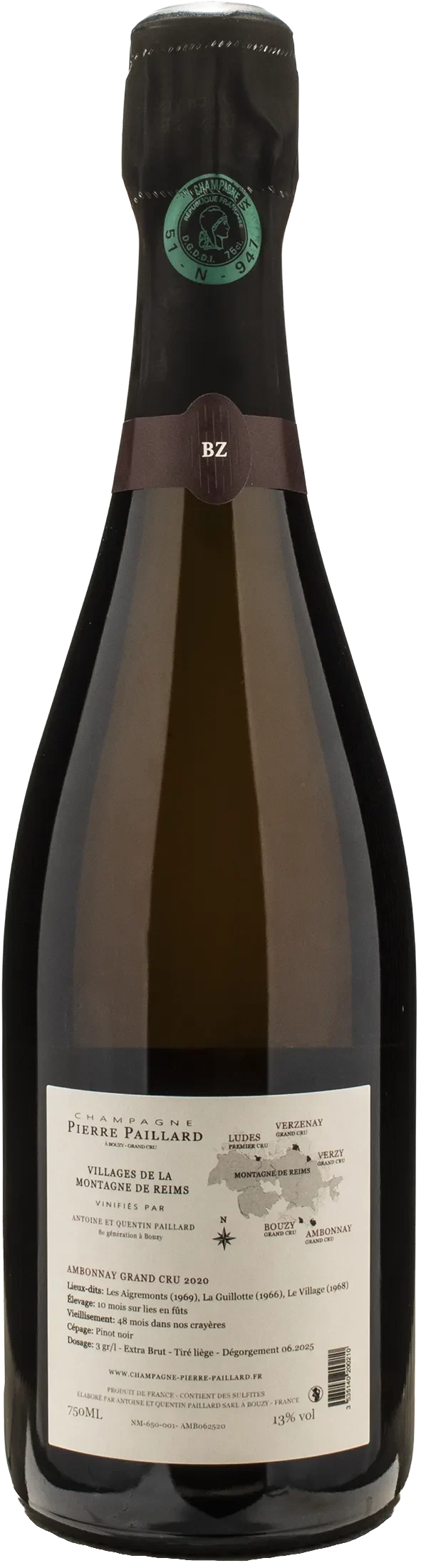 Pierre Paillard Champagne Grand Cru Ambonnay Pinot Noir Extra Brut Vieilles Vignes 2020