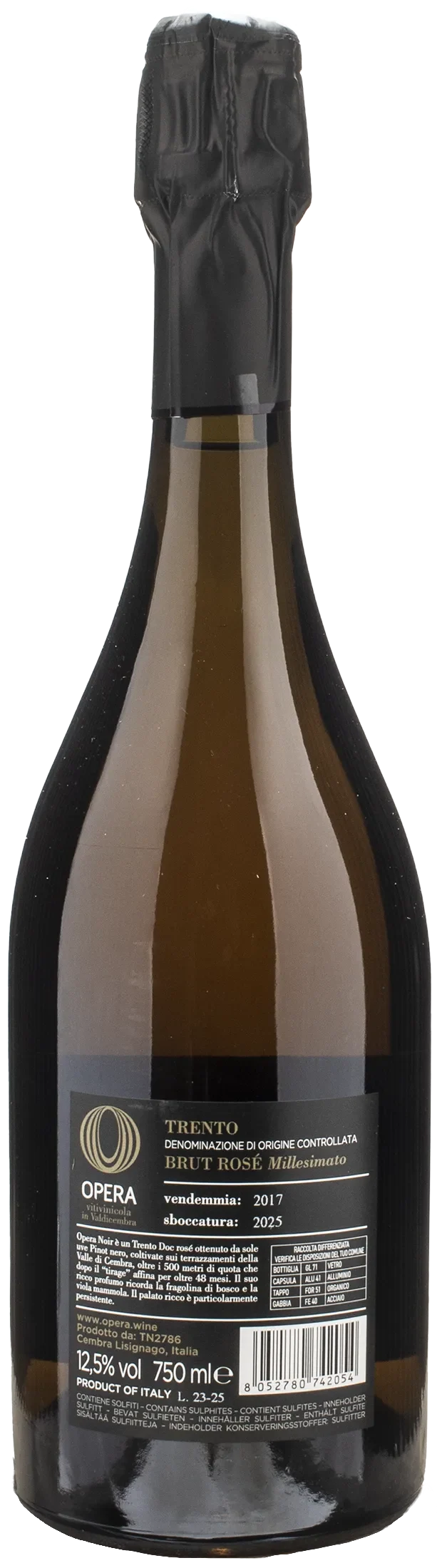 Opera Viticoltori in Valdicembra Metodo Classico Pinot Nero Rosè Opera Noir 2017
