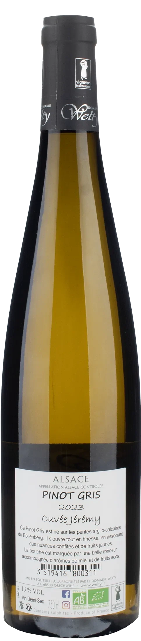 Domaine Jean Michel Welty Pinot Gris Cuvee Jeremy 2023