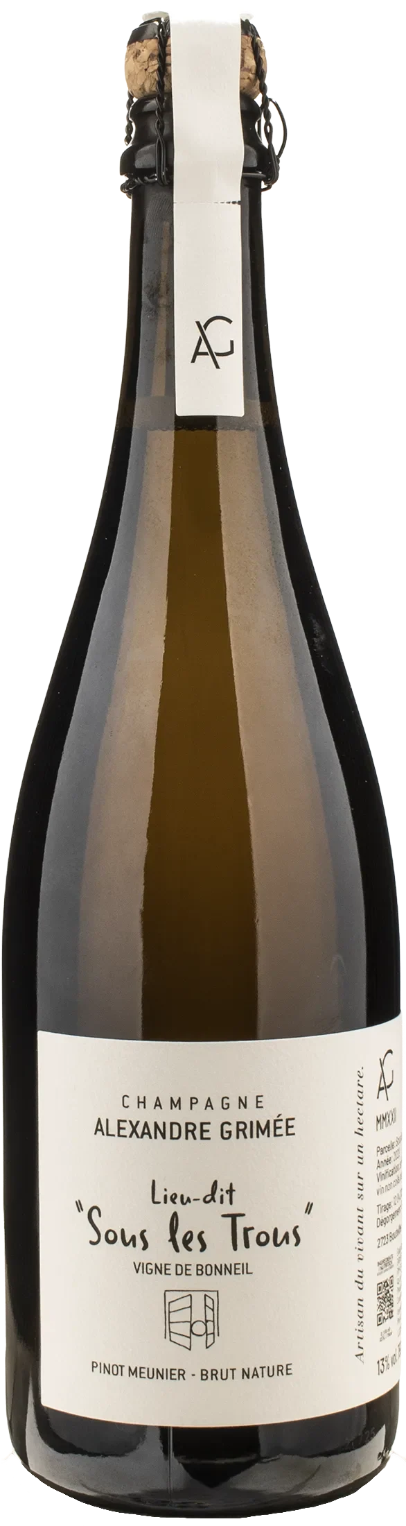 Alexandre Grimee Champagne Pinot Meunier Brut Nature Sous le Trous 2022