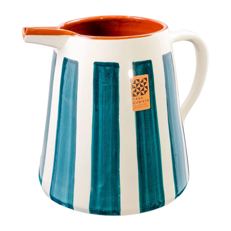 Keramikkrug 2l – bold stripes teal