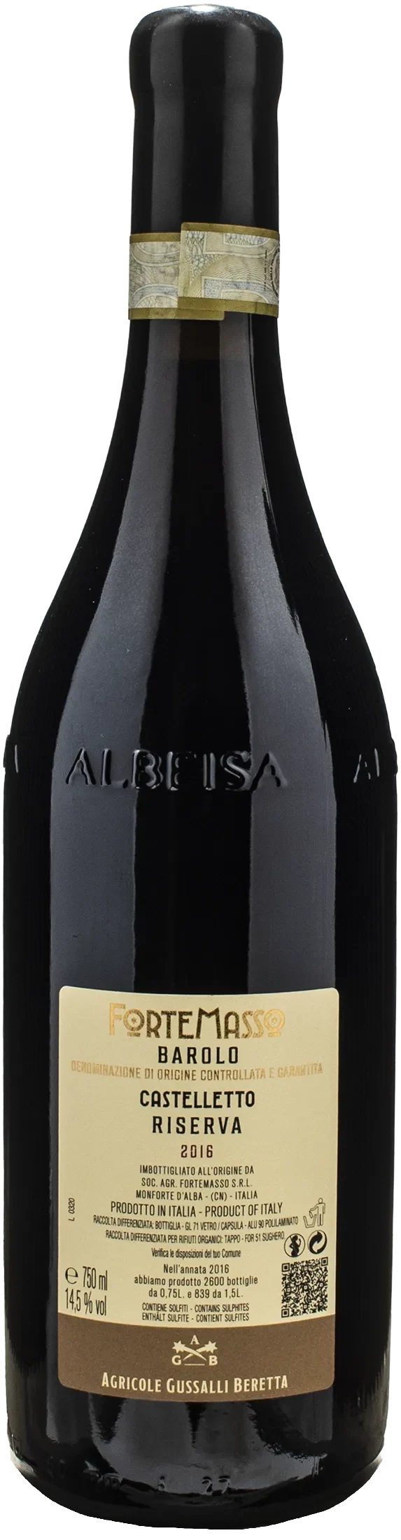 Fortemasso Barolo Castelletto Riserva 2016