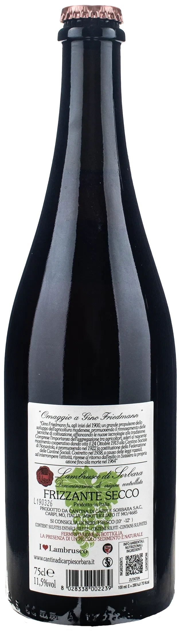 Cantina Sorbara Lambrusco di Sorbara Omaggio a Gino Friedmann 2025