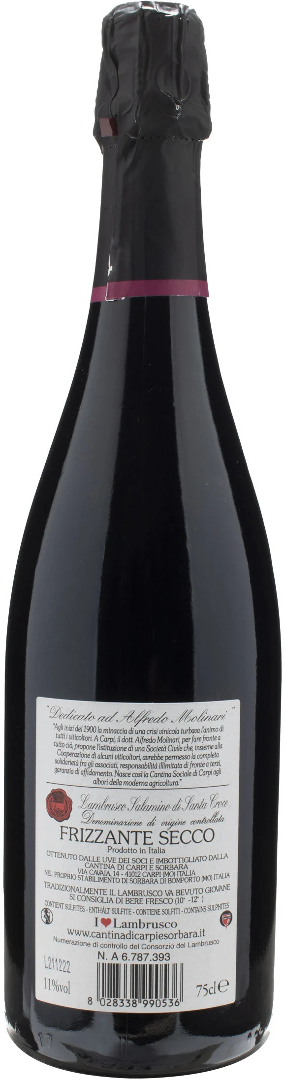 Cantina Sorbara Lambrusco Salamino di S. Croce Dedicato ad Alfredo Molinari