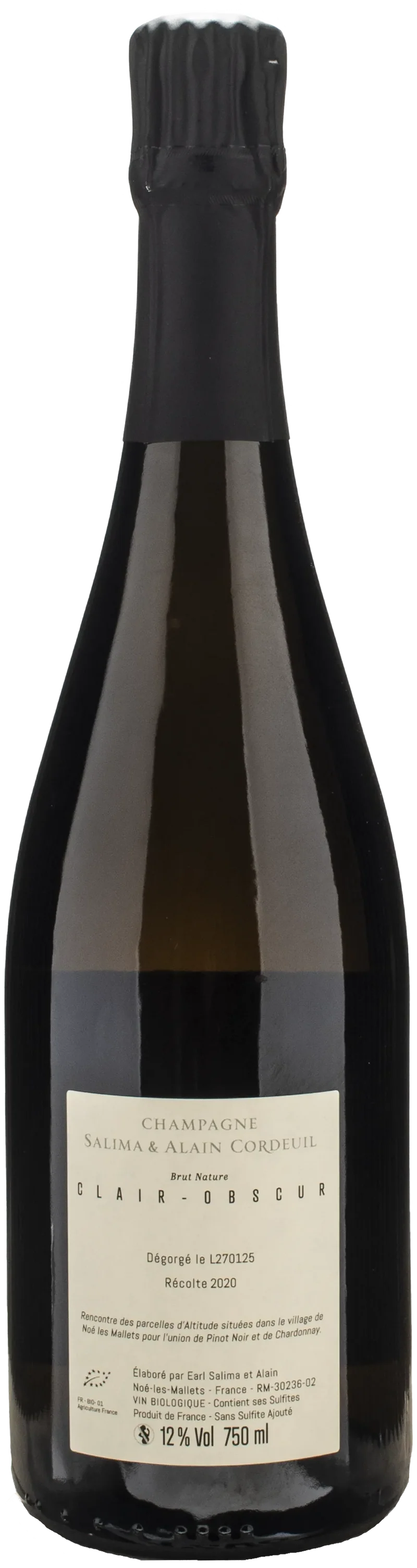 Salima & Alain Cordeuil Champagne Clair Obscur Brut Nature