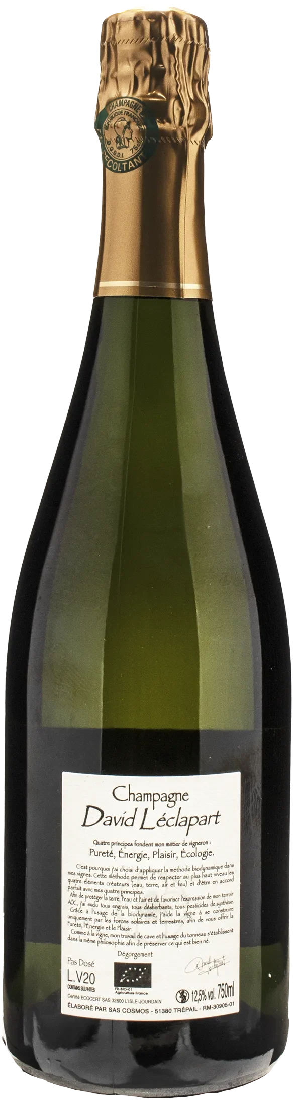 David Leclapart Champagne 1er Cru Blanc de Blancs Pas Dose L'Amateur