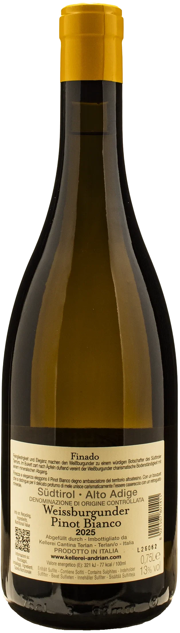 Cantina Andriano Pinot Bianco Finado 2025