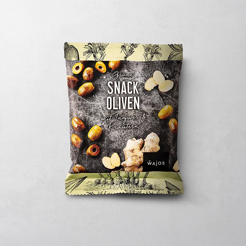 Snack Oliven Grün mit Ingwer & Kräutern