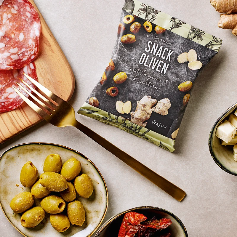 Snack Oliven Grün mit Ingwer & Kräutern