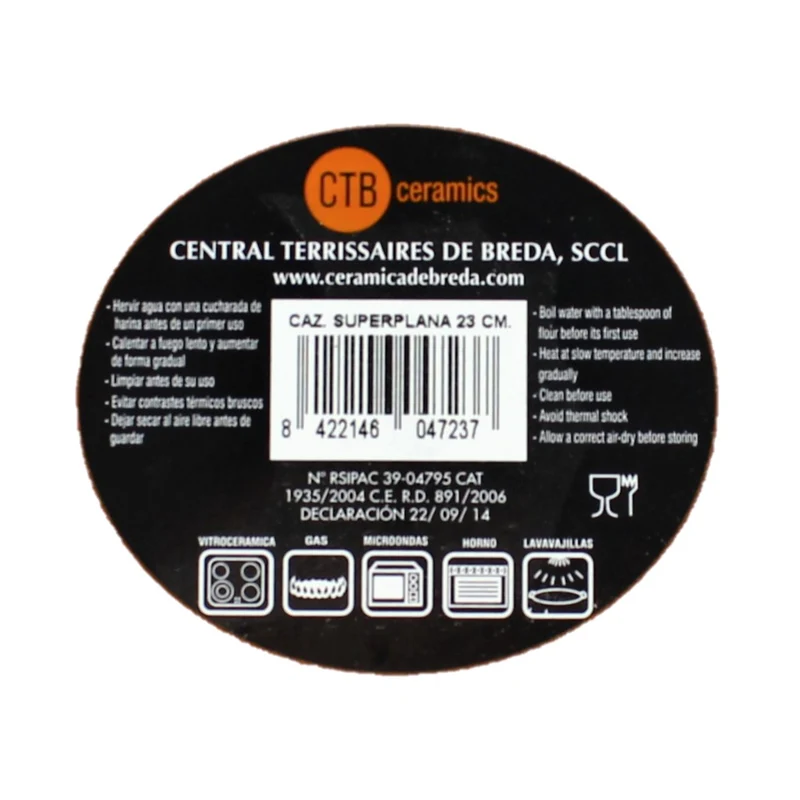 CTB ceramics Cazuela Superplana Teller extra flach 23cm Durchmesser