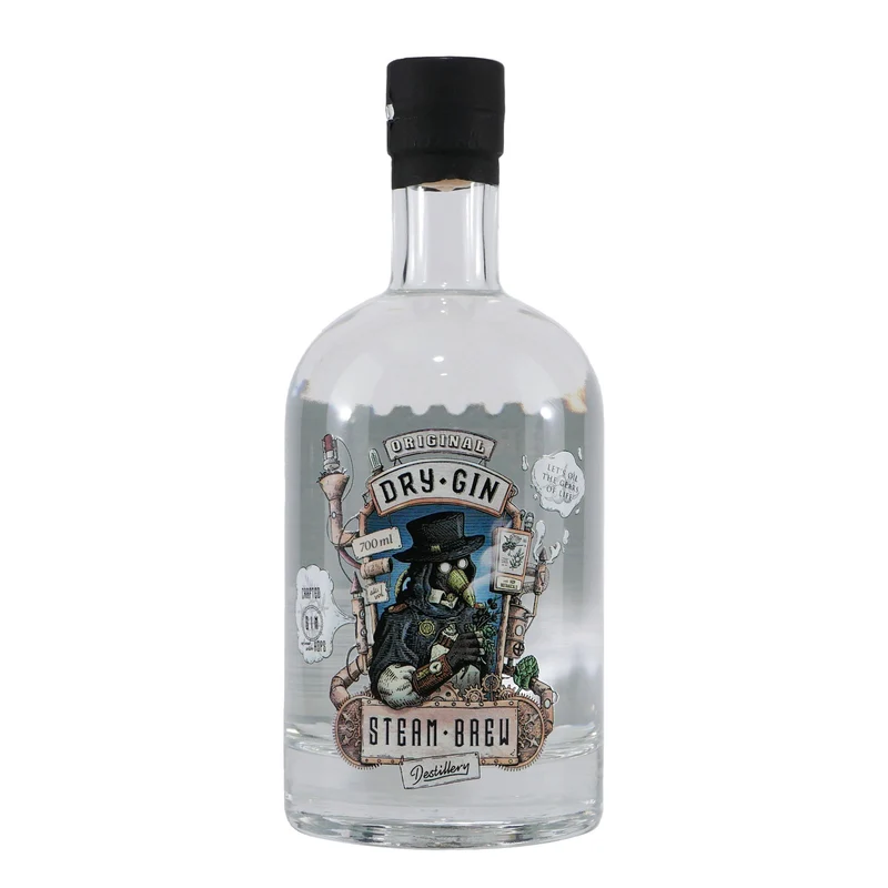Steam Brew Dry Gin mit Geschenk-Holzkiste