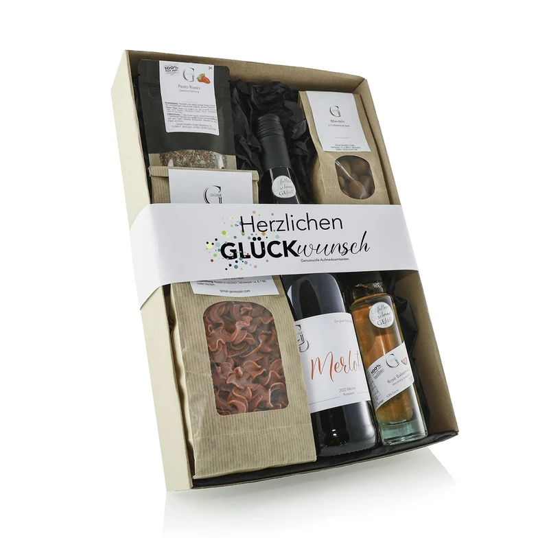 Herzlichen Glückwunsch M – Geschenkset mit Alkohol