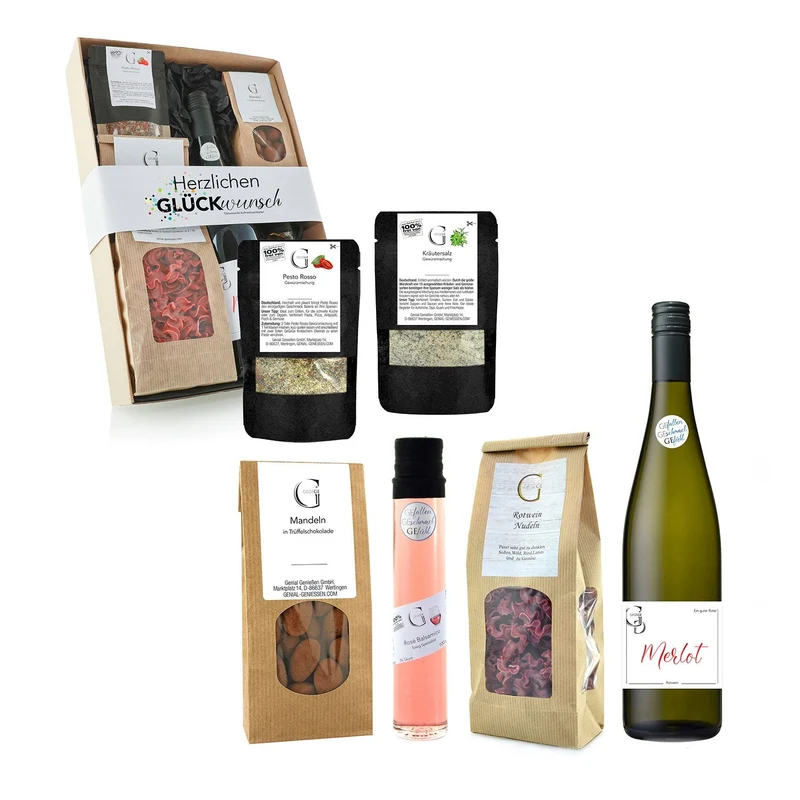 Herzlichen Glückwunsch M – Geschenkset mit Alkohol