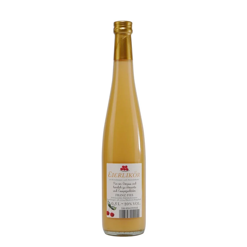 Fies Eierlikör mit Kirschwasser und Geschenk-Holzkiste