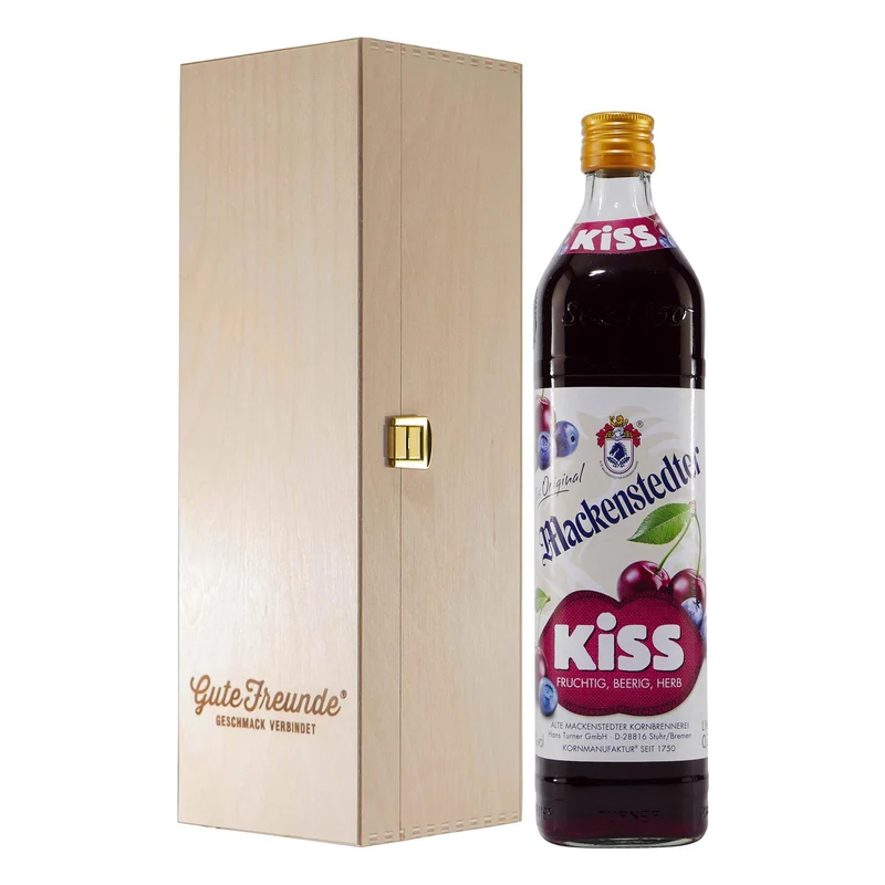 Mackenstedter Kiss Likör mit Geschenk-Holzkiste
