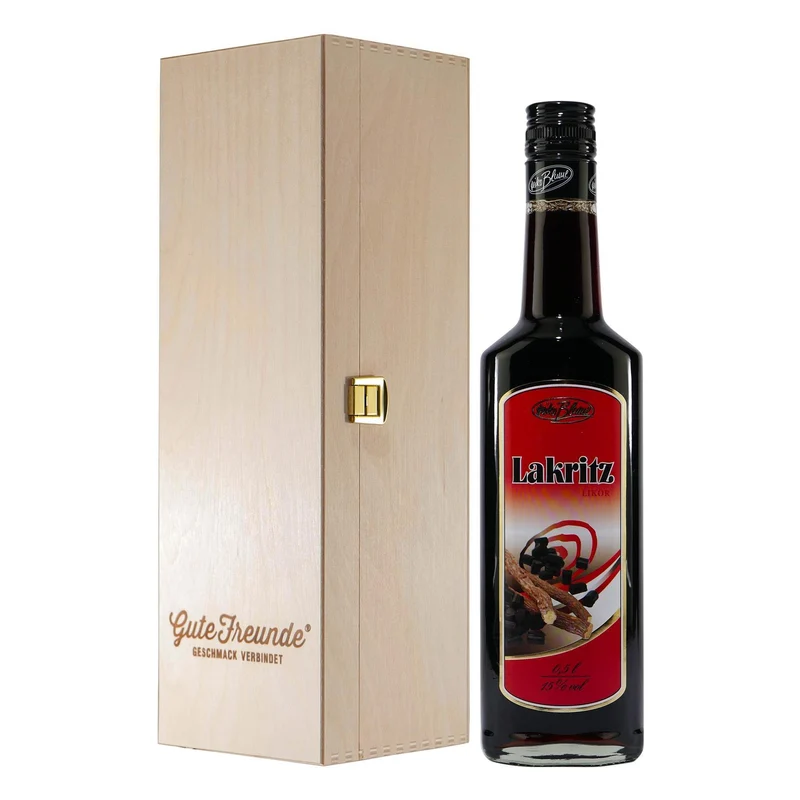 Blume Lakritz-Likör mit Geschenk-Holzkiste