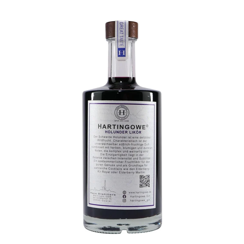 Hartingowe Black Elderberry Likör mit Geschenk-Holzkiste