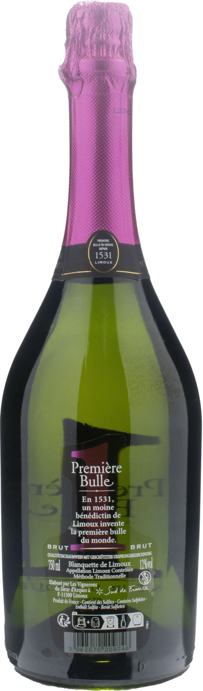 Sieur d'Arques Blanquette de Limoux Premiere Bulle Methode Traditionelle Brut