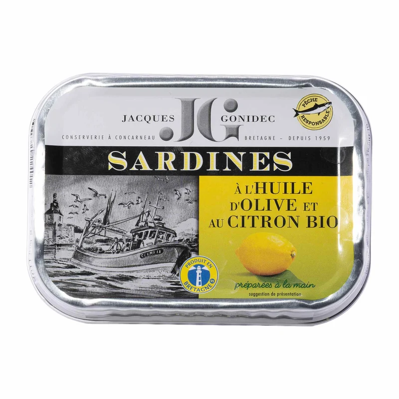 Sardinen mit Zitrone in Bio-Olivenöl