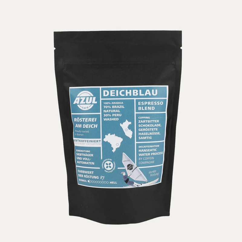 Deichblau Entkoffeiniert – Espresso Blend – Ganze Bohne 250 g