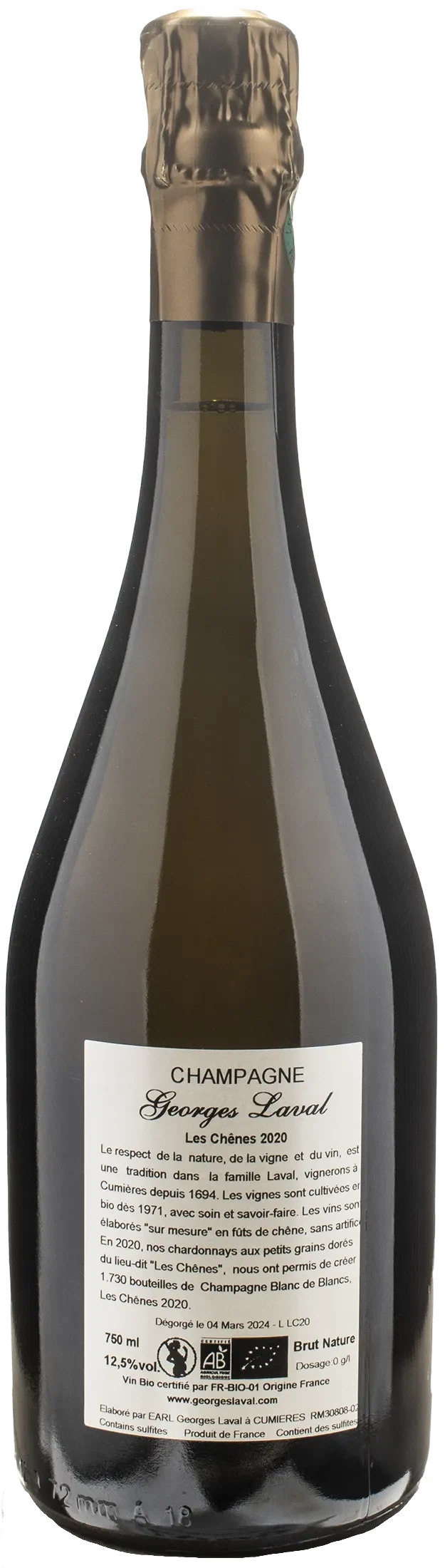 Georges Laval Champagne 1er Cru Blanc de Blancs Les Chenes Brut Nature 2020