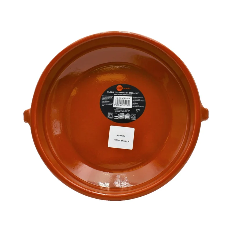 CTB ceramics Cazuela Tonschale mit aufgesetzten Griffen Ceran 25cm Durchmesser