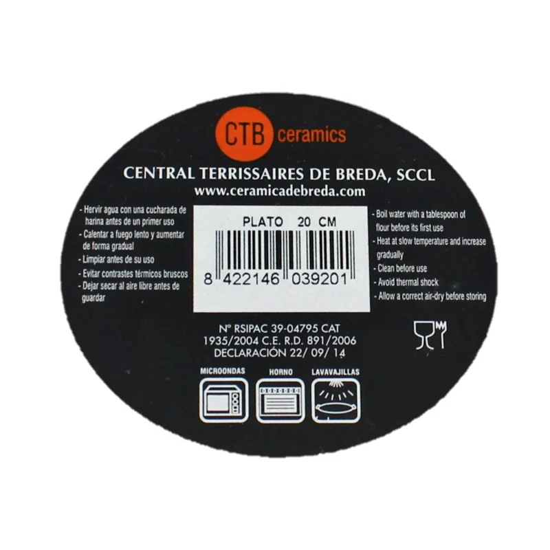 CTB ceramics Plato Teller aus Keramik 20cm Durchmesser
