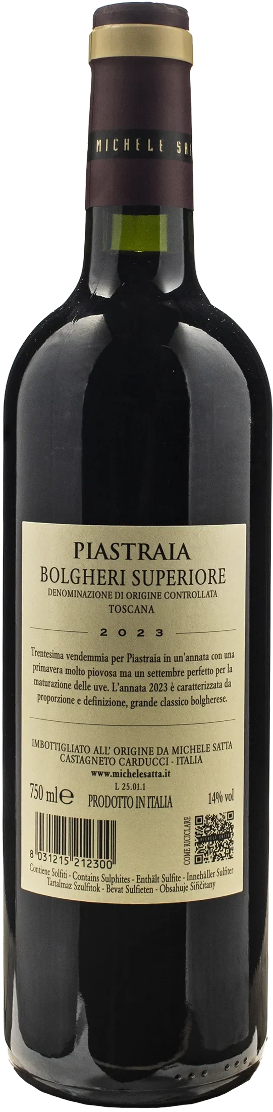 Michele Satta Bolgheri Superiore Piastraia 2023