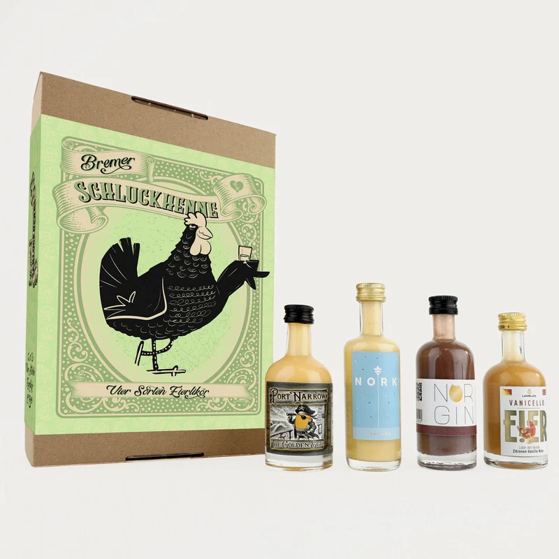 Bremer Schluckhenne – Vier Sorten Eierlikör aus Bremen – Geschenkbox