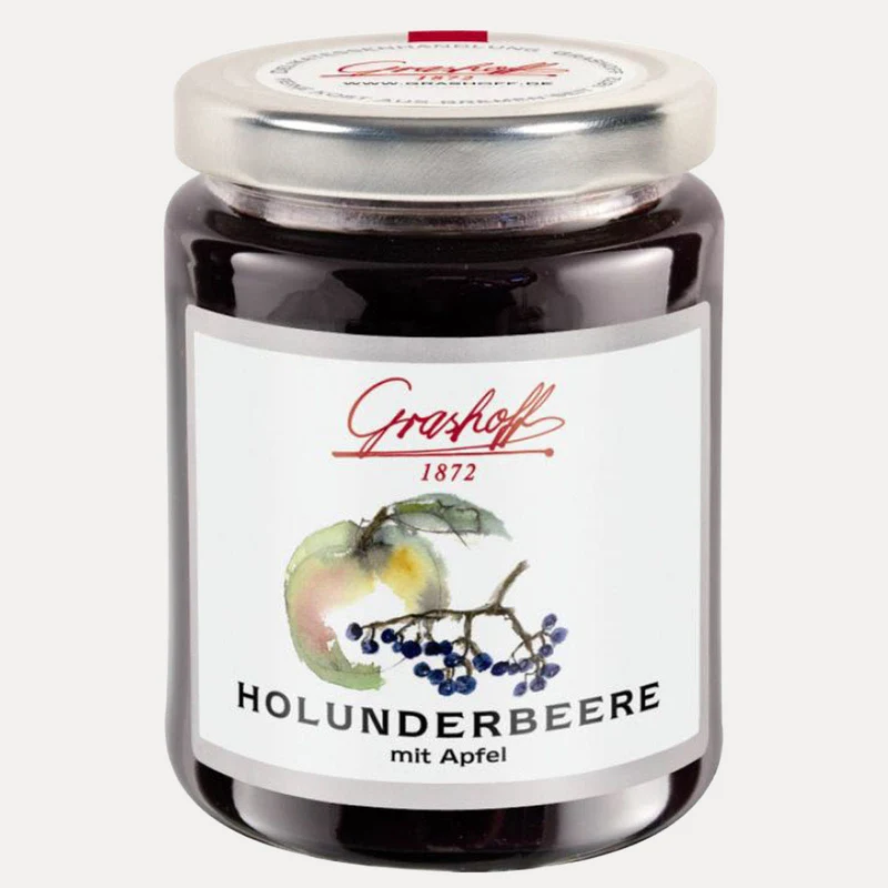 Holunderbeer-Apfel Konfitüre – Fruchtaufstrich Grashoff – 250 g