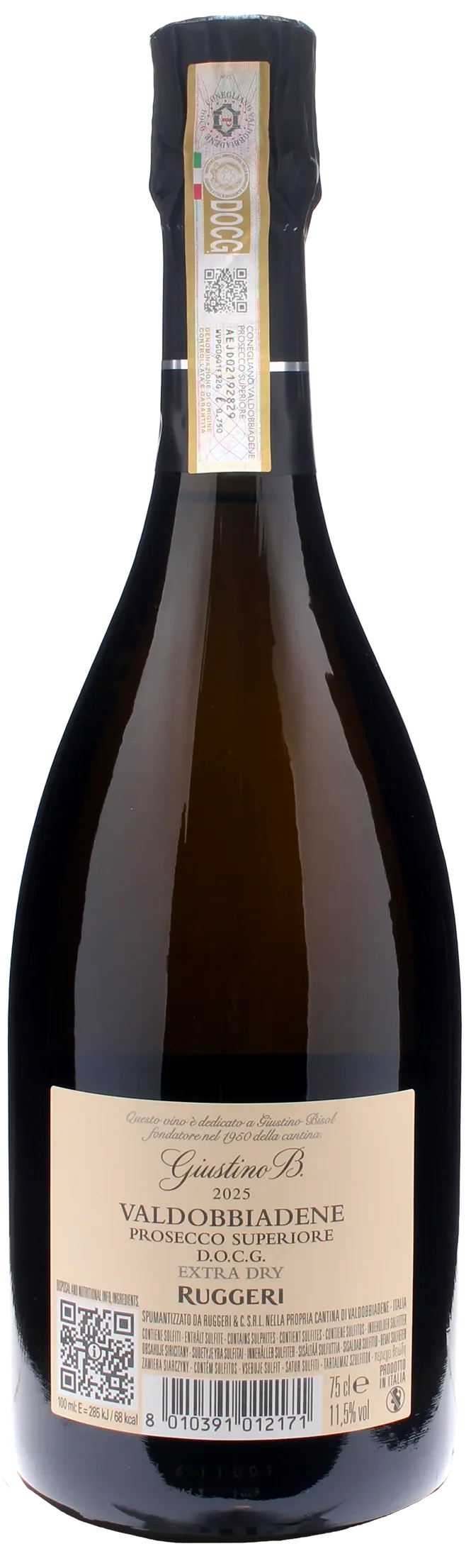 Ruggeri Valdobbiadene Prosecco Superiore Extra Dry Giustino B 2025