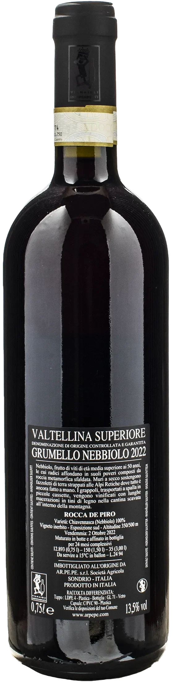 Ar.Pe.Pe Valtellina Superiore Grumello Nebbiolo Rocca de Piro 2022