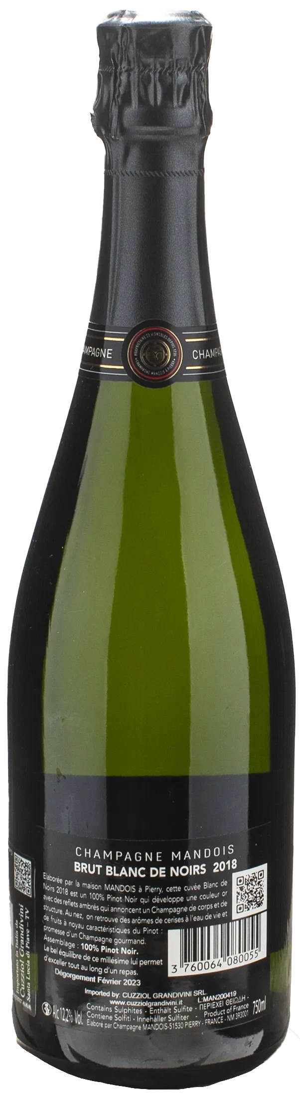 Mandois Champagne Blanc de Noir Brut Millesime 2018