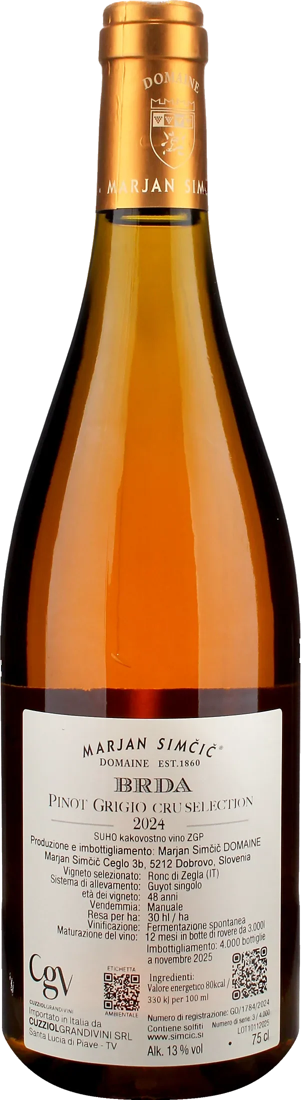 Domaine Marjan Simcic BRDA Cru Selection Pinot Grigio Ramato 2024