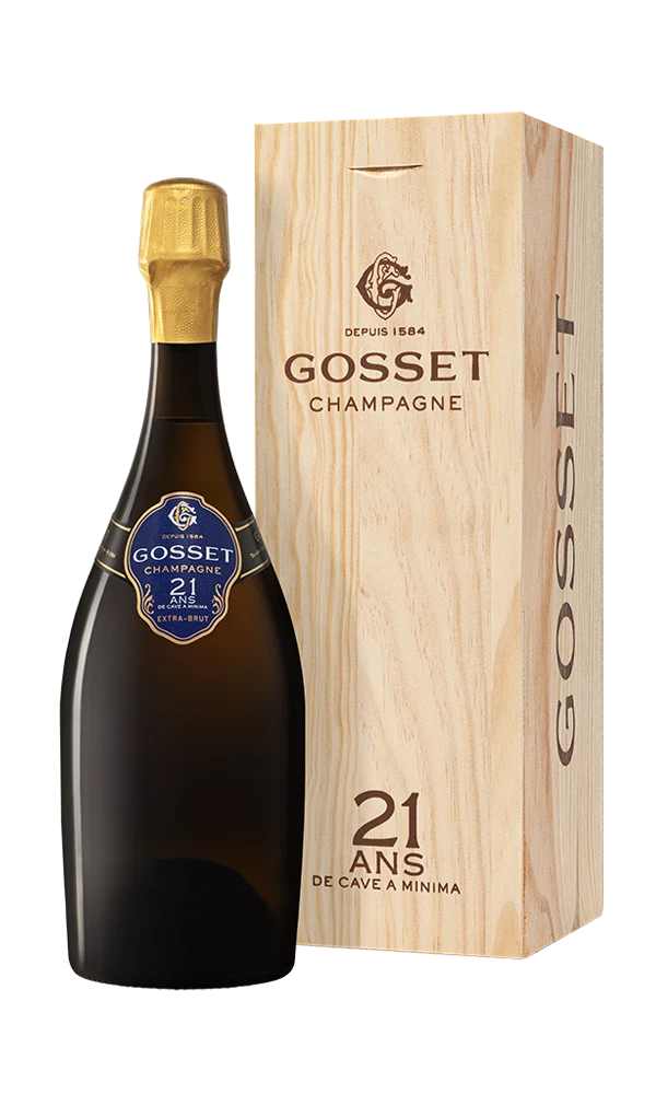 Champagne Gosset, Champagne 21 ans de Cave a minima in wooden case NV