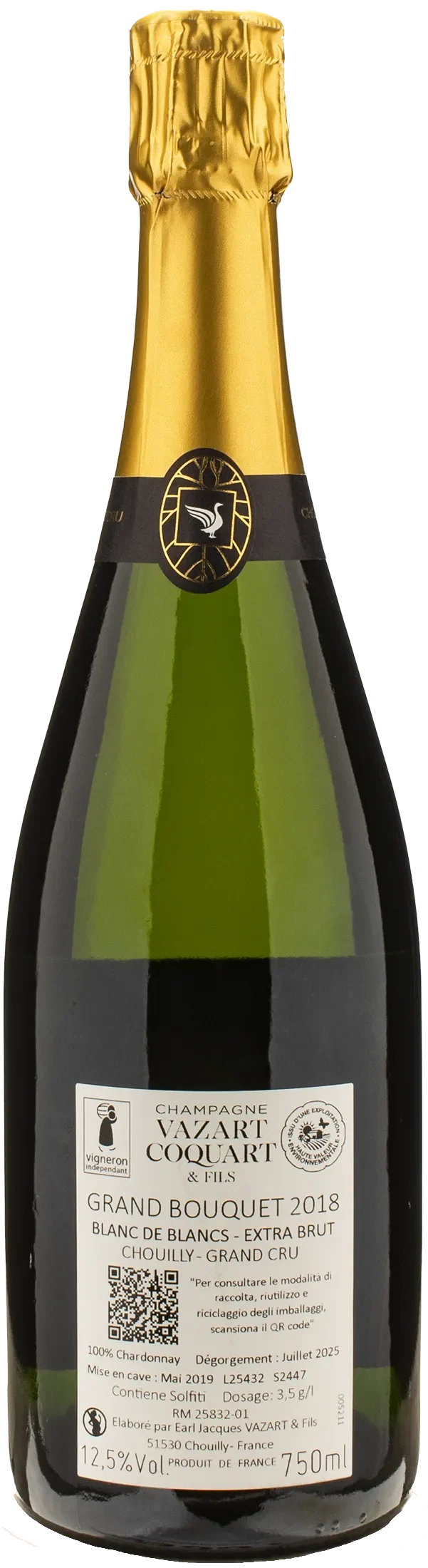 Vazart Coquart Champagne Grand Cru Blanc de Blancs Extra Brut Grand Bouquet Chouilly 2018