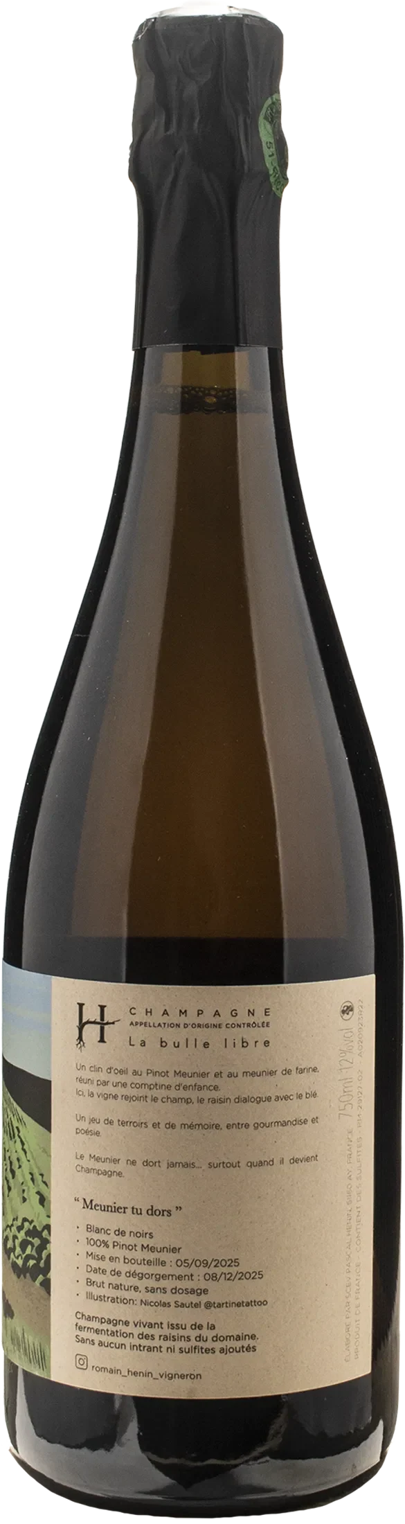 Romain Henin La Bulle Libre Meunier du Dors Brut Nature
