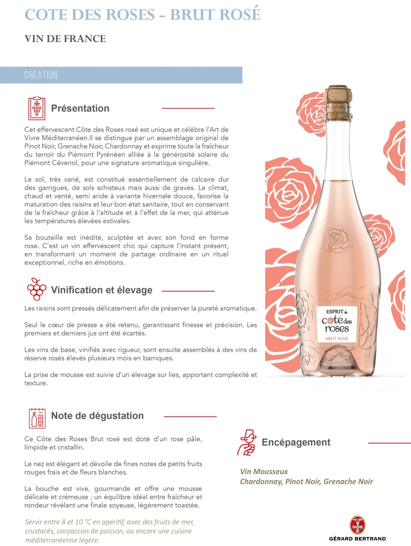 Esprit de Cote des Roses Brut Rosé Vin de France – Non millésimé – Lot 6 Bouteilles 75cl vin rosé
