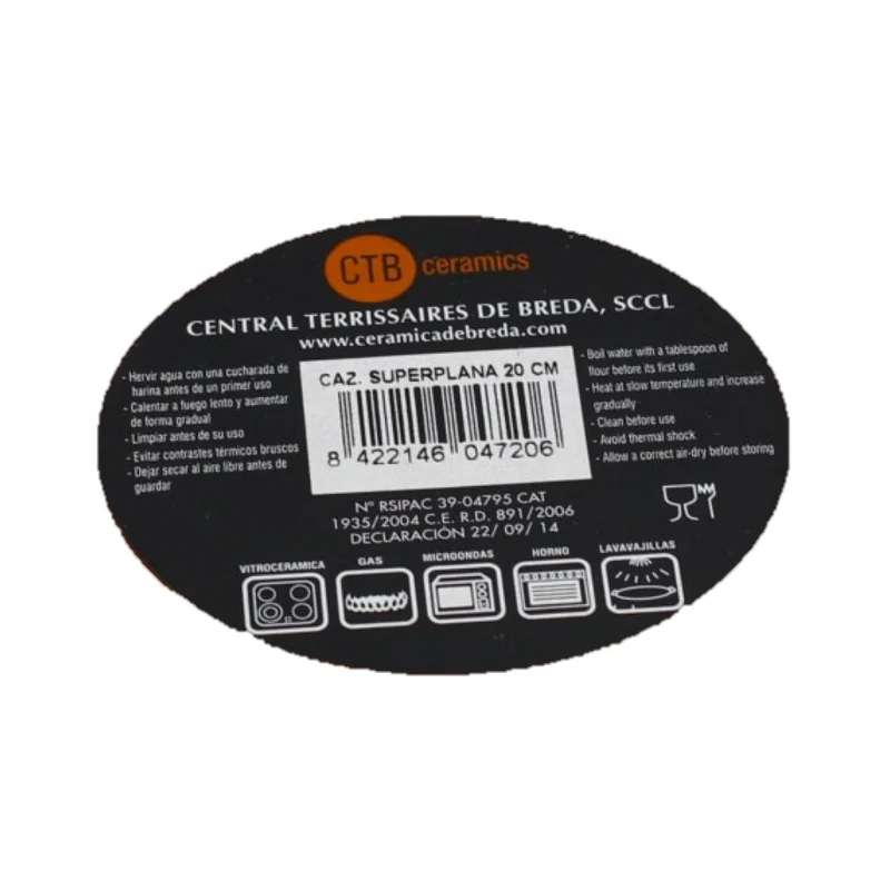 CTB ceramics Cazuela Superplana Teller extra flach 20cm Durchmesser