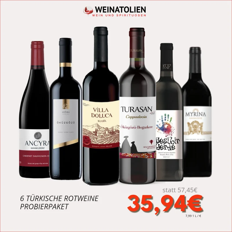 Rotwein Probierpaket – 6 türkische Weine | Weinatolien
