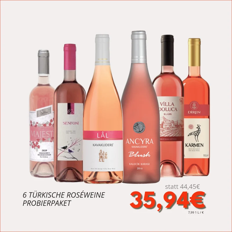 Roséwein Probierpaket – 6 türkische Roséweine