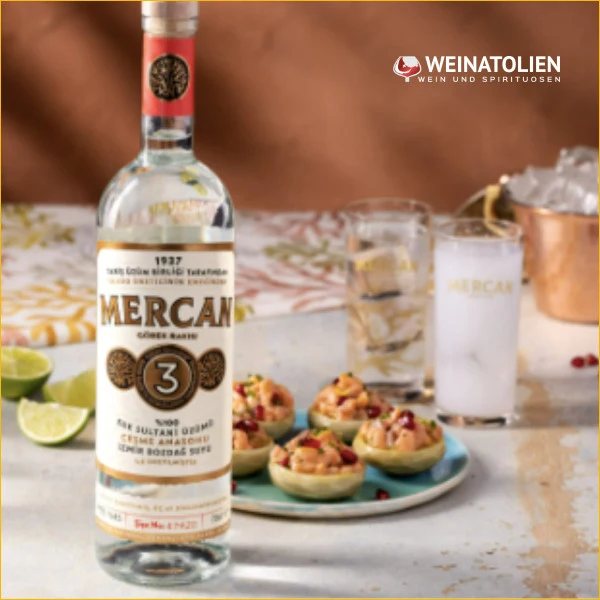 Mercan Göbek Rakı 70 cl mit 2 Gläsern